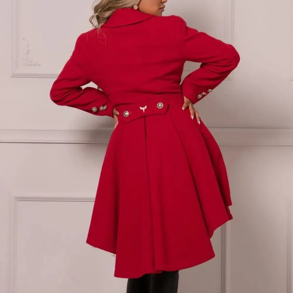 Women Princess Red Wool Midi Coat - Image 2