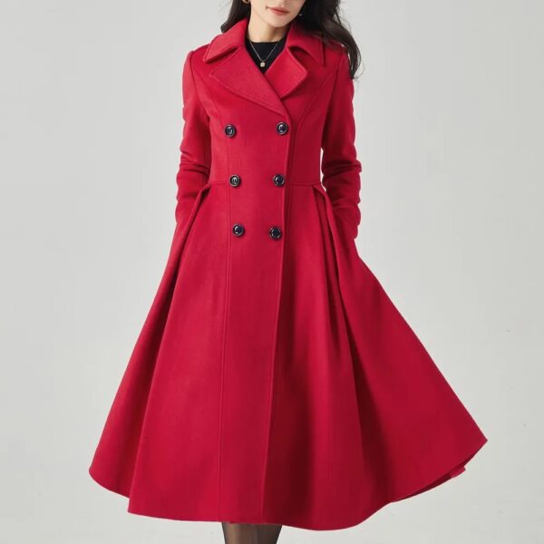 Women Swing Double Breasted Wool Coat
