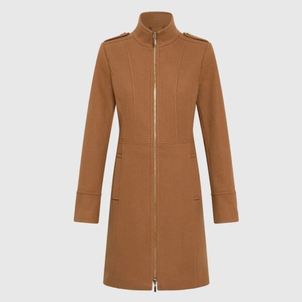 Women Wool Zip Front Coat - Image 2