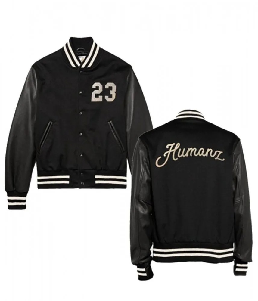 23 Humanz Black Varsity Letterman Jacket 857x1000fit
