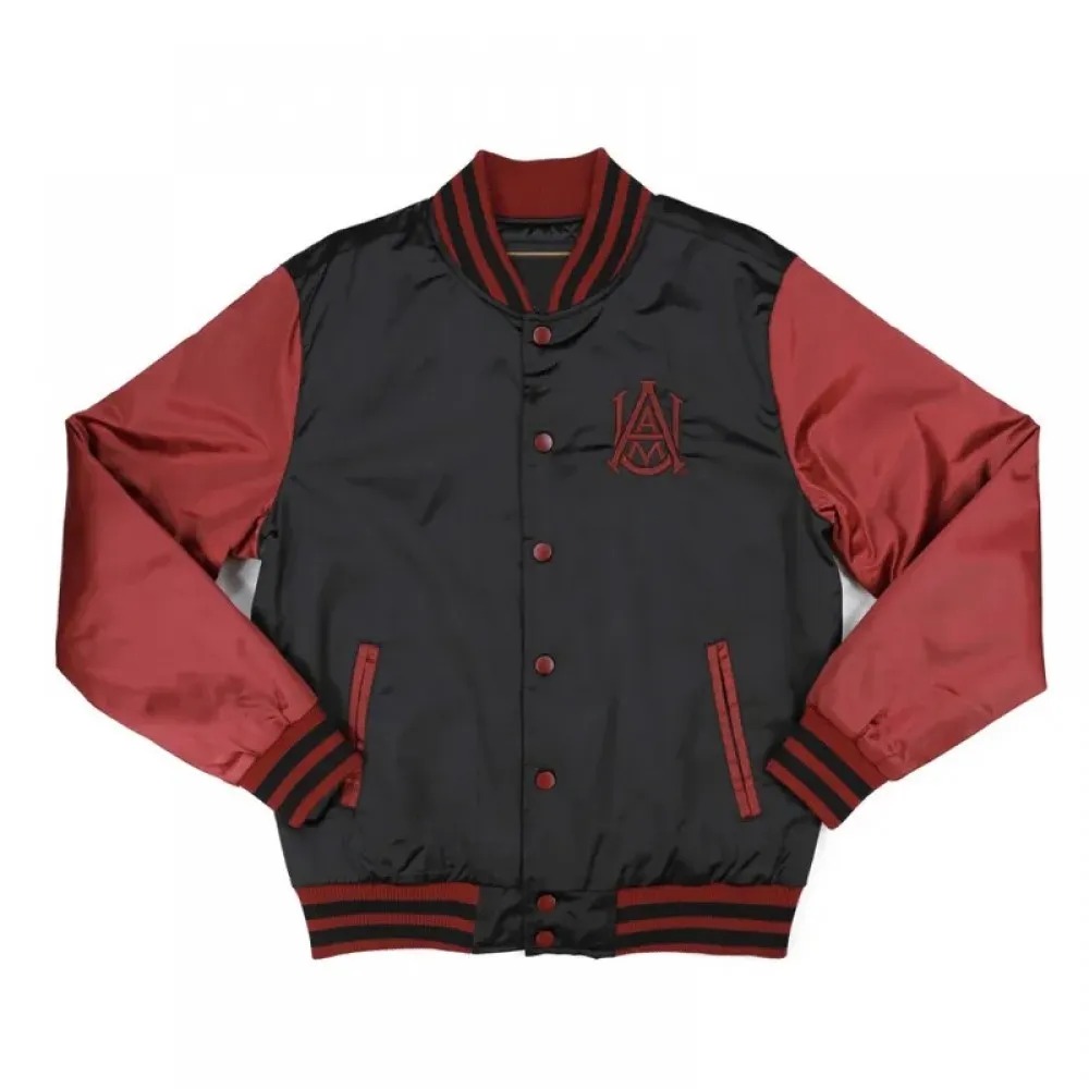 Alabama AM Black and Maroon Baseball Jacket 1000x1000fit