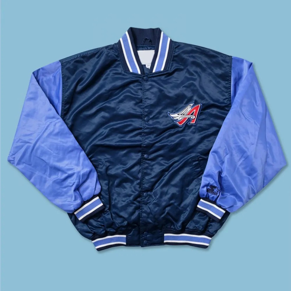 Anaheim Angels Navy and Light Blue Bomber Satin Jacket 1000x1000fit