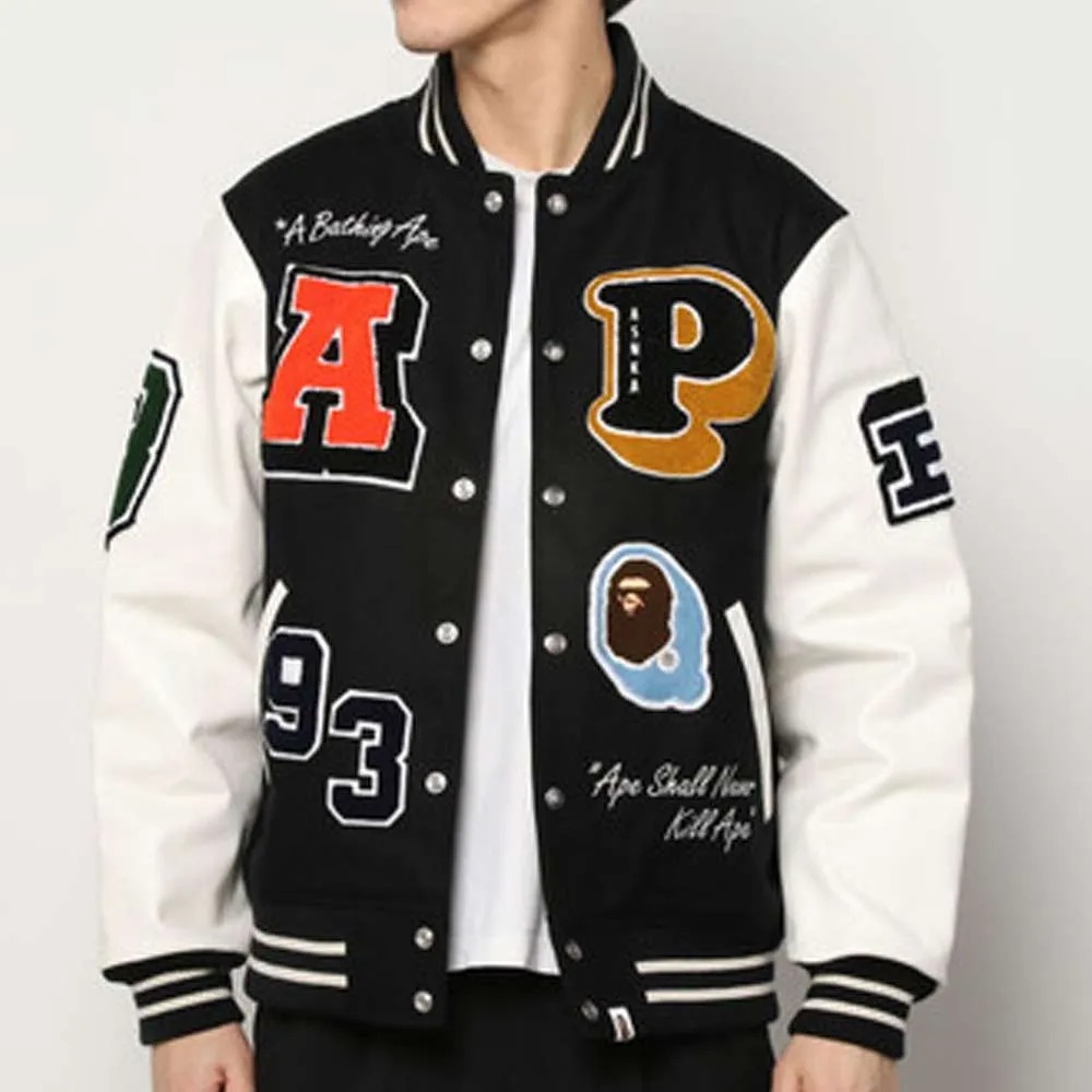 crazy patch bape black letterman jacket 1000x1000fit