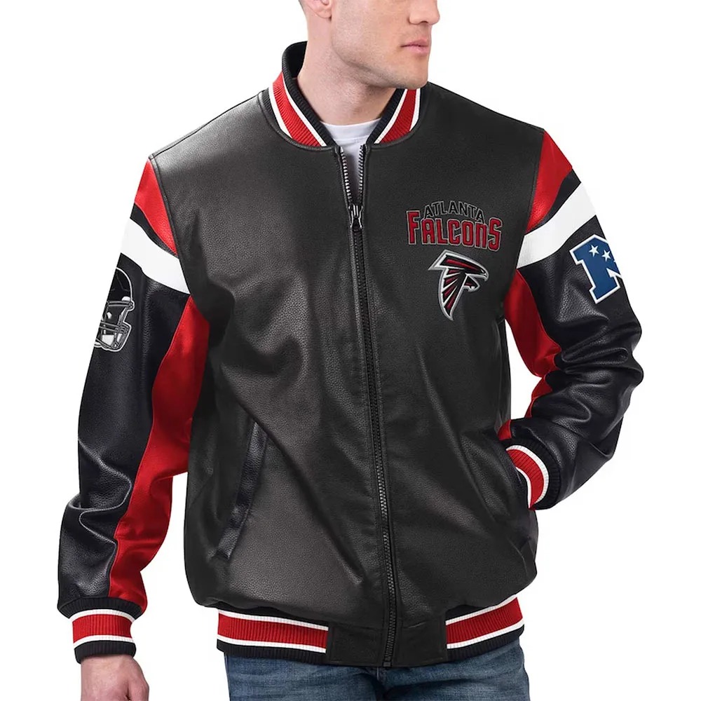 Atlanta Falcons Black Varsity Full Zip Leather Jacket 1000x1000fit