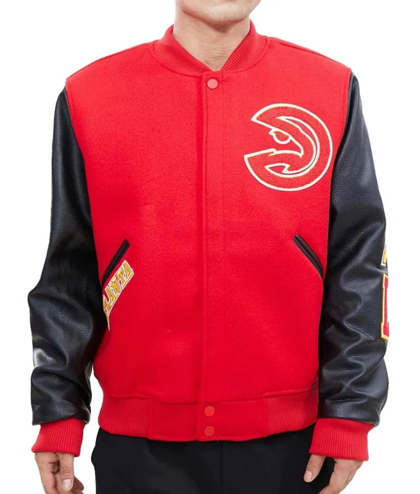 Atlanta Hawks Red and Black Varsity Jacket 850x1000fit