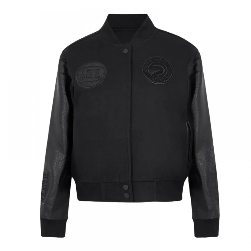 Atlanta Hawks Triple Black Varsity Wool and Leather Jacket 1000x1000fit