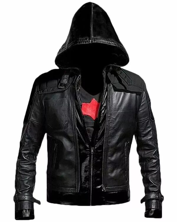 batman arkham knight game red hood leather jacket with vest cosplay costume