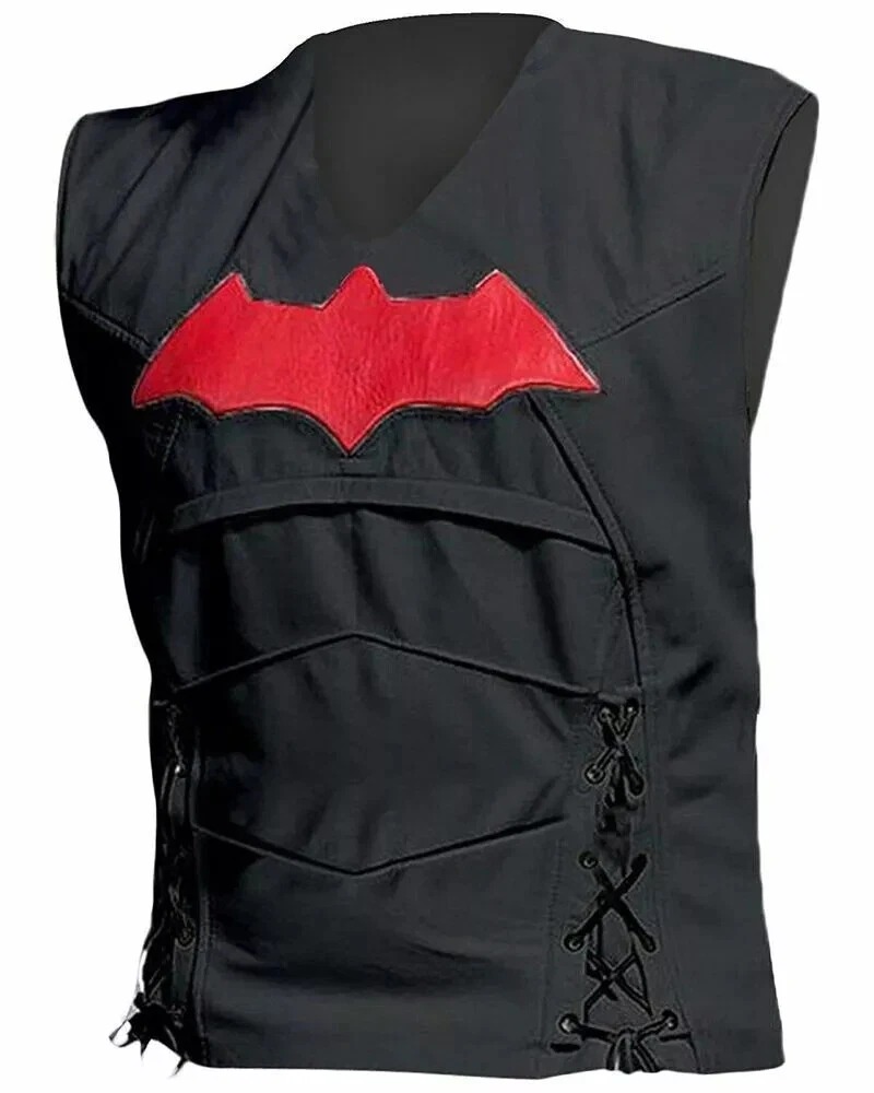 Batman Arkham Knight Game Red Hood Leather with Vest Cosplay Costume