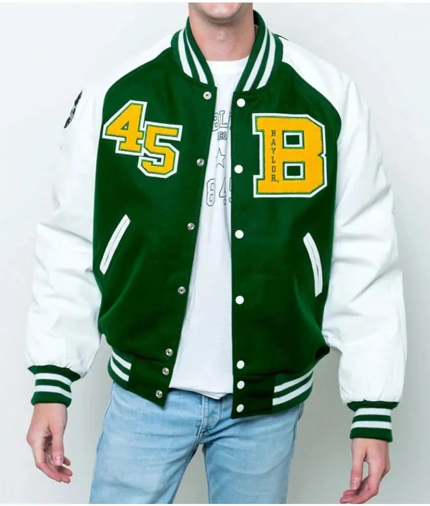 Baylor Collegiate University Green and White Varsity Jacket 850x1000fit