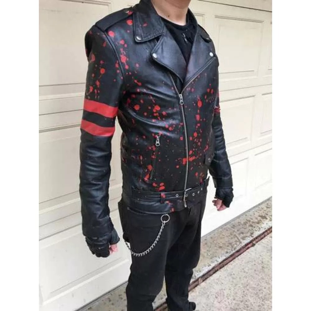 CUSTOM Hand painted punk bloody Punisher leather biker jacket3 1000x1000h