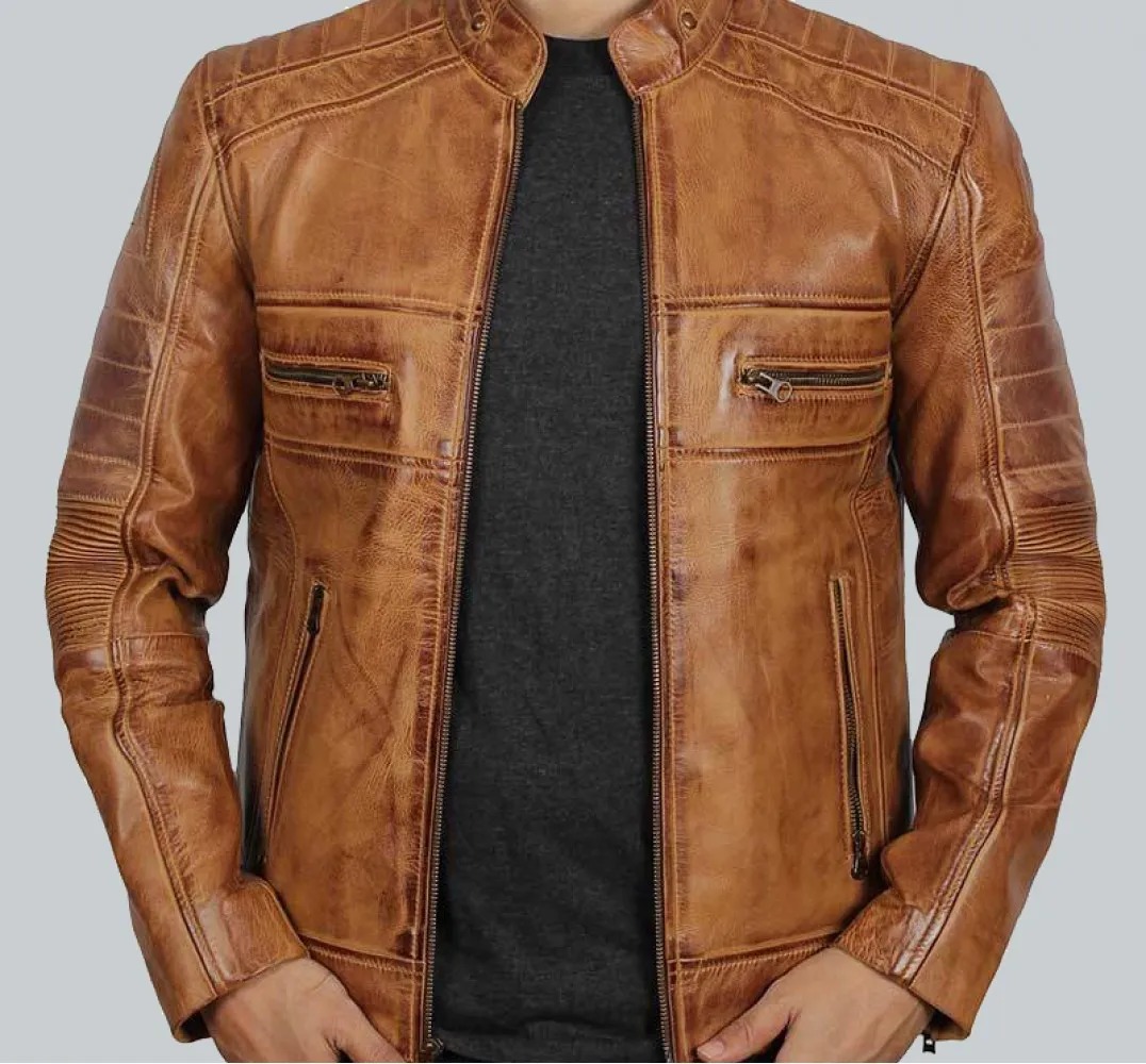 Tan Lambksin Leather Jacket 00319 zoom 1076x1000fit