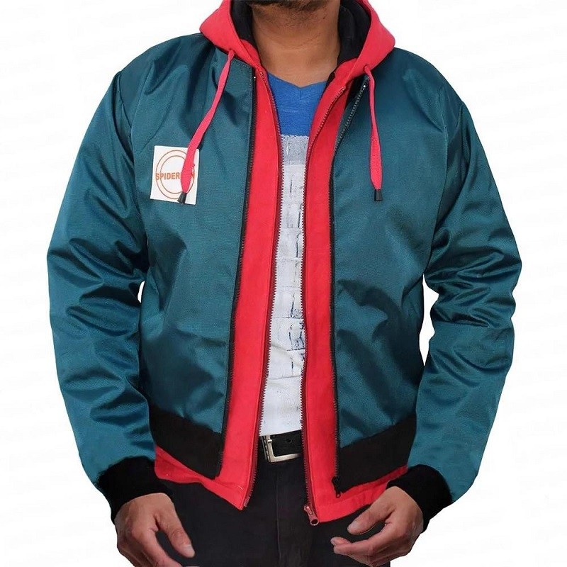 miles morales into the spider verse jacket with red hoodie (1)