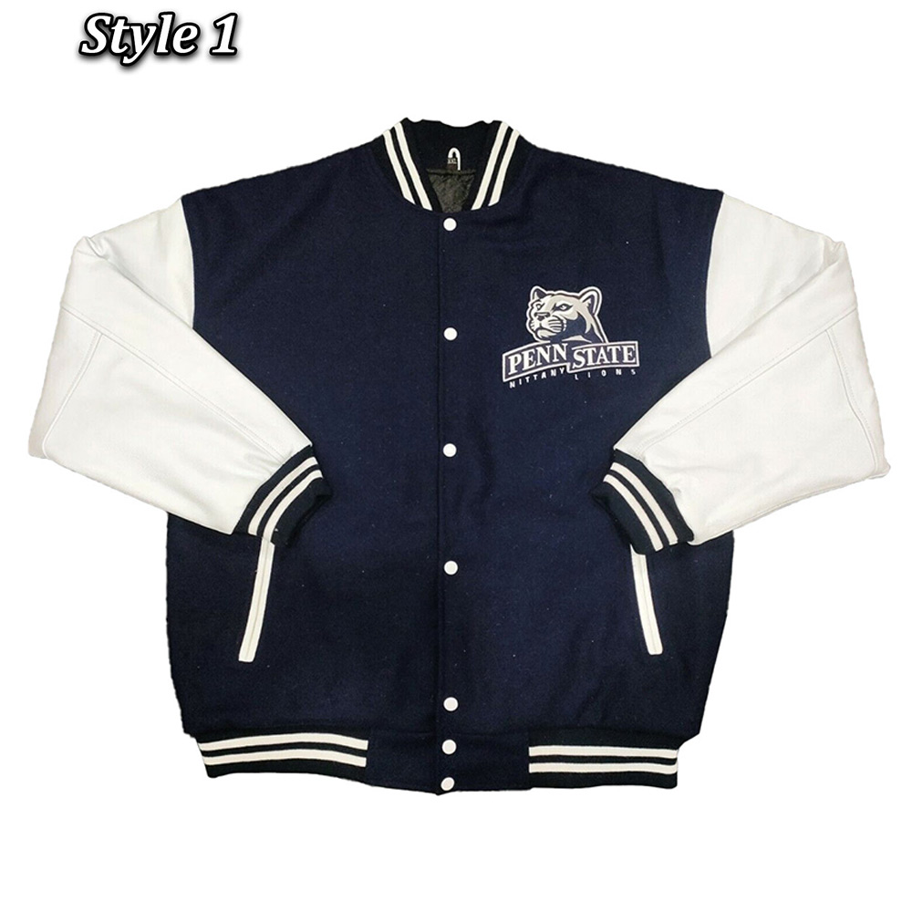 penn state blue and white varsity jacket